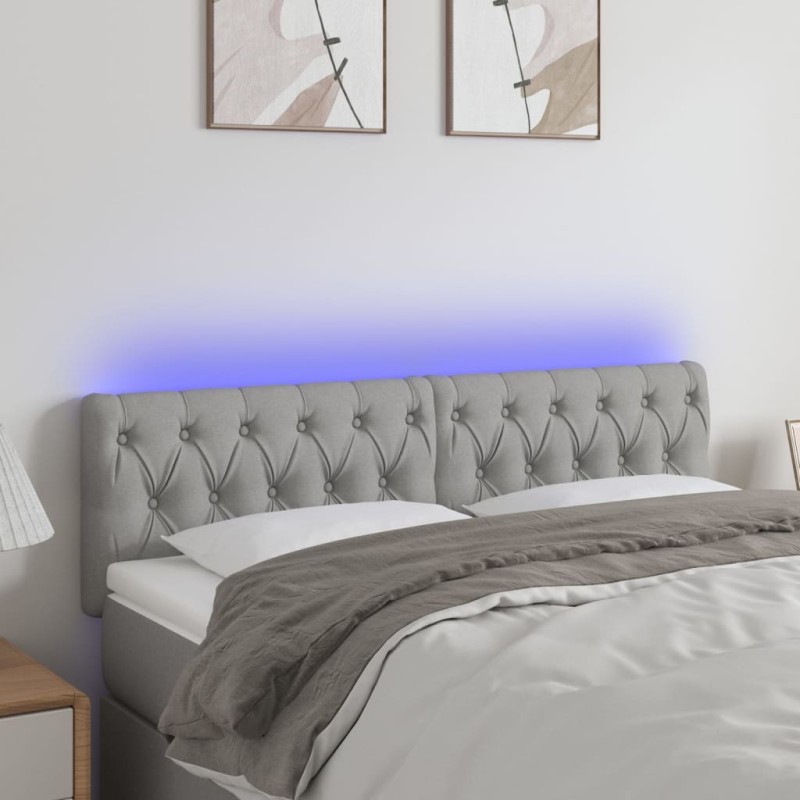 vidaXL Cabecero con LED de tela gris claro 144x7x78/88 cm vidaXL Cabecero con LED de tela gris claro 144x7x78/88 cm