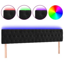 vidaXL Cabecero con LED de terciopelo negro 200x7x78/88 cm