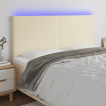 vidaXL Cabecero con luces LED cuero sintético crema 180x5x118/128 cm