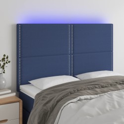 vidaXL Cabecero con luces LED tela azul 144x5x118/128 cm