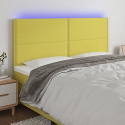 vidaXL Cabecero con luces LED tela verde 160x5x118/128 cm