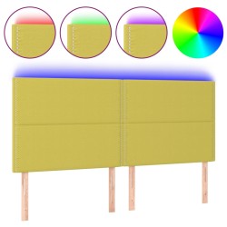 vidaXL Cabecero con luces LED tela verde 160x5x118/128 cm