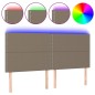 vidaXL Cabecero con luces LED tela gris taupe 200x5x118/128 cm vidaXL Cabecero con luces LED tela gris taupe 200x5x118/128 cm