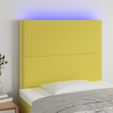 vidaXL Cabecero con luces LED tela verde 100x5x118/128 cm