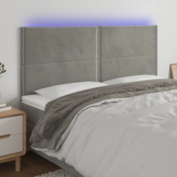 vidaXL Cabecero con luces LED terciopelo gris claro 180x5x118/128 cm