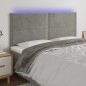 vidaXL Cabecero con luces LED terciopelo gris claro 180x5x118/128 cm vidaXL Cabecero con luces LED terciopelo gris claro 180x5x118/128 cm