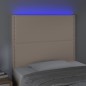 vidaXL Cabecero luces LED cuero sintético capuchino 100x5x118/128cm vidaXL Cabecero luces LED cuero sintético capuchino 100x5x118/128cm