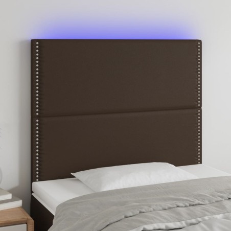 vidaXL Cabecero con luces LED cuero sintético marrón 100x5x118/128 cm