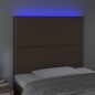vidaXL Cabecero con luces LED cuero sintético marrón 100x5x118/128 cm
