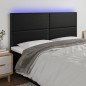vidaXL Cabecero con luces LED cuero sintético negro 180x5x118/128 cm vidaXL Cabecero con luces LED cuero sintético negro 180x5x118/128 cm
