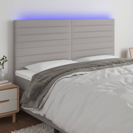 vidaXL Cabecero con luces LED tela gris claro 160x5x118/128 cm