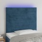 vidaXL Cabecero con luces LED terciopelo azul oscuro 80x5x118/128 cm vidaXL Cabecero con luces LED terciopelo azul oscuro 80x5x118/128 cm