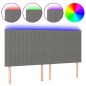 vidaXL Cabecero con luces LED tela gris oscuro 160x5x118/128 cm vidaXL Cabecero con luces LED tela gris oscuro 160x5x118/128 cm