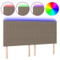 vidaXL Cabecero con luces LED tela gris taupe 200x5x118/128 cm vidaXL Cabecero con luces LED tela gris taupe 200x5x118/128 cm
