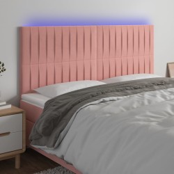 vidaXL Cabecero con luces LED terciopelo rosa 180x5x118/128 cm