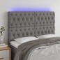 vidaXL Cabecero con luces LED tela gris oscuro 160x7x118/128 cm