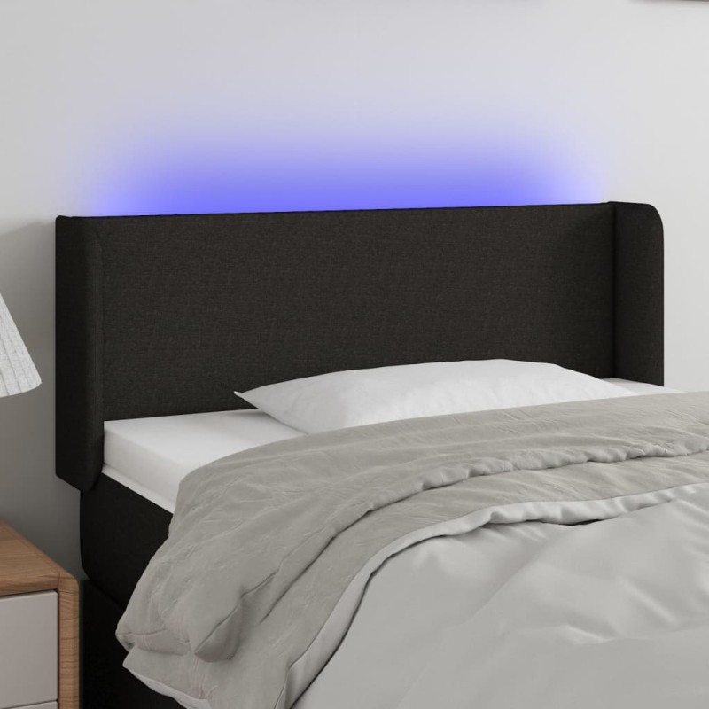 vidaXL Cabecero con LED de tela negro 83x16x78/88 cm vidaXL Cabecero con LED de tela negro 83x16x78/88 cm