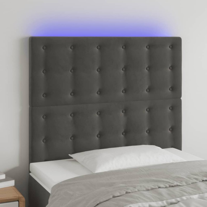 vidaXL Cabecero con luces LED terciopelo gris oscuro 80x5x118/128 cm vidaXL Cabecero con luces LED terciopelo gris oscuro 80x5x118/128 cm