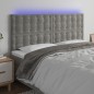vidaXL Cabecero con luces LED terciopelo gris claro 200x5x118/128 cm vidaXL Cabecero con luces LED terciopelo gris claro 200x5x118/128 cm