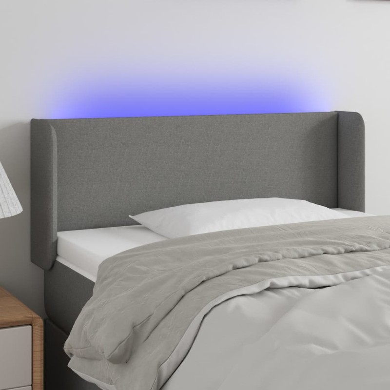 vidaXL Cabecero con luces LED de tela gris oscuro 93x16x78/88 cm vidaXL Cabecero con luces LED de tela gris oscuro 93x16x78/88 cm
