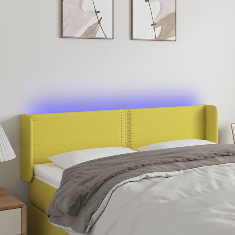 vidaXL Cabecero con LED de tela verde 147x16x78/88 cm vidaXL Cabecero con LED de tela verde 147x16x78/88 cm