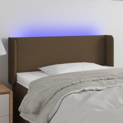vidaXL Cabecero con LED de tela marrón oscuro 83x16x78/88 cm
