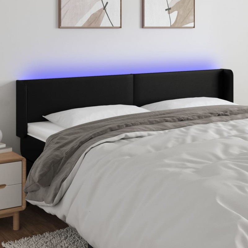 vidaXL Cabecero con LED cuero sintético negro 163x16x78/88 cm vidaXL Cabecero con LED cuero sintético negro 163x16x78/88 cm