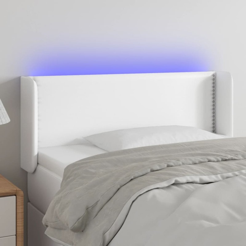 vidaXL Cabecero con LED cuero sintético blanco 103x16x78/88 cm vidaXL Cabecero con LED cuero sintético blanco 103x16x78/88 cm