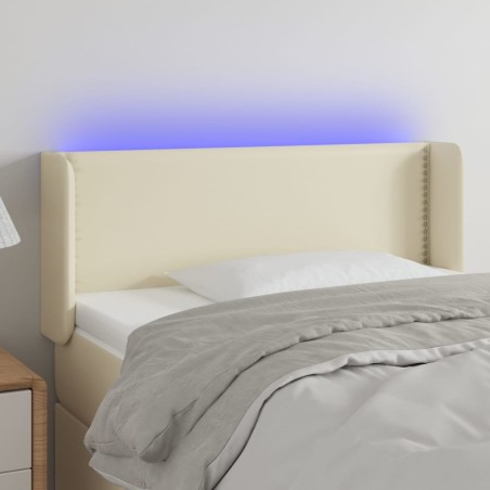 vidaXL Cabecero con LED cuero sintético crema 93x16x78/88 cm