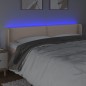 vidaXL Cabecero con LED cuero sintético capuchino 163x16x78/88 cm