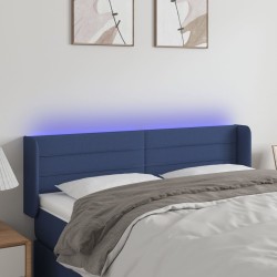 vidaXL Cabecero con LED de tela azul 147x16x78/88 cm