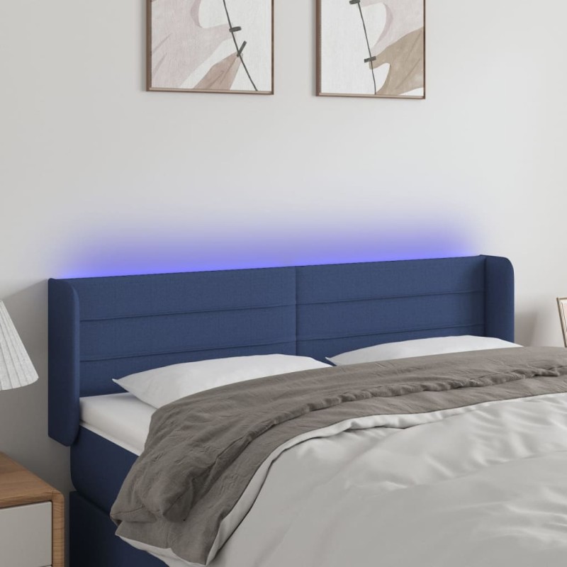 vidaXL Cabecero con LED de tela azul 147x16x78/88 cm vidaXL Cabecero con LED de tela azul 147x16x78/88 cm