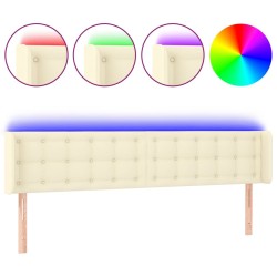 vidaXL Cabecero con LED cuero sintético crema 183x16x78/88 cm