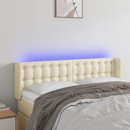 vidaXL Cabecero con LED cuero sintético crema 147x16x78/88 cm