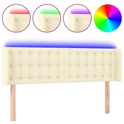 vidaXL Cabecero con LED cuero sintético crema 147x16x78/88 cm