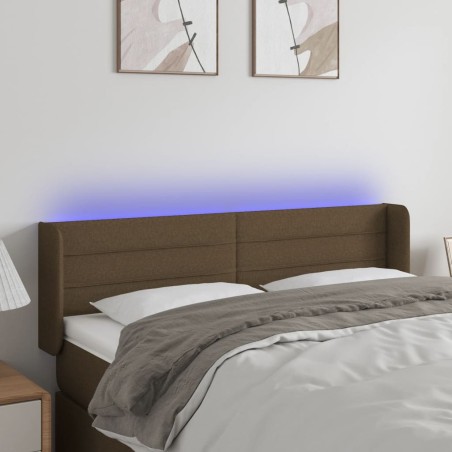 vidaXL Cabecero con LED de tela marrón oscuro 147x16x78/88 cm