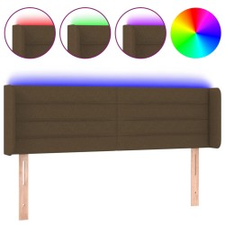 vidaXL Cabecero con LED de tela marrón oscuro 147x16x78/88 cm