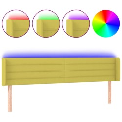vidaXL Cabecero con LED de tela verde 163x16x78/88 cm