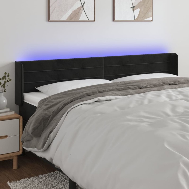vidaXL Cabecero con LED de terciopelo negro 203x16x78/88 cm vidaXL Cabecero con LED de terciopelo negro 203x16x78/88 cm