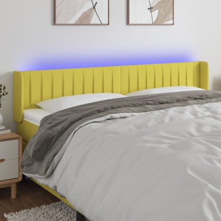 vidaXL Cabecero con LED de tela verde 203x16x78/88 cm