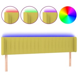 vidaXL Cabecero con LED de tela verde 203x16x78/88 cm