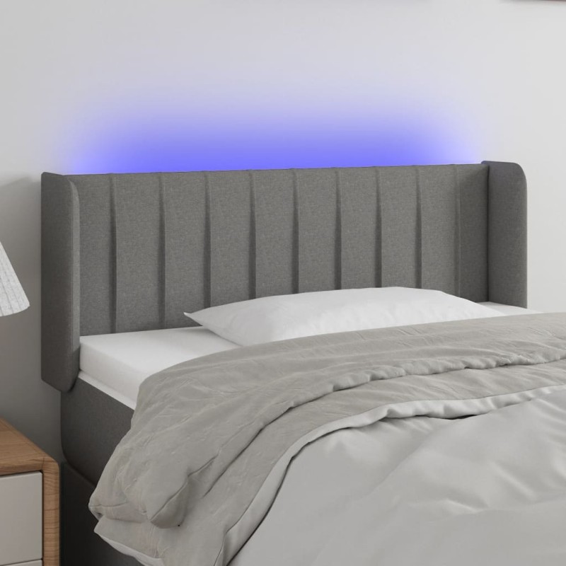 vidaXL Cabecero con LED de tela gris oscuro 103x16x78/88 cm vidaXL Cabecero con LED de tela gris oscuro 103x16x78/88 cm