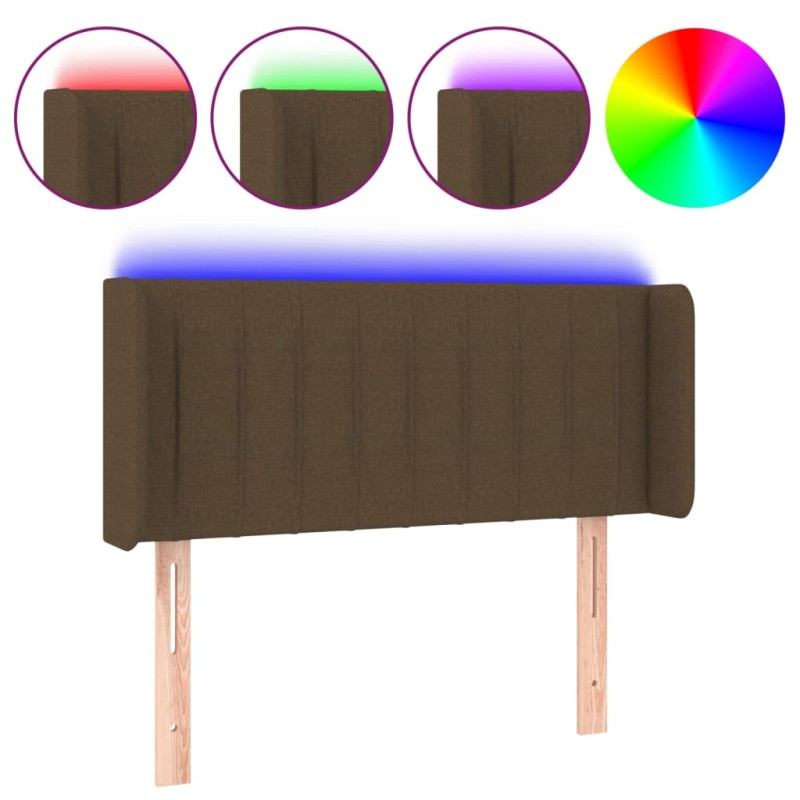 vidaXL Cabecero con LED de tela marrón oscuro 103x16x78/88 cm vidaXL Cabecero con LED de tela marrón oscuro 103x16x78/88 cm