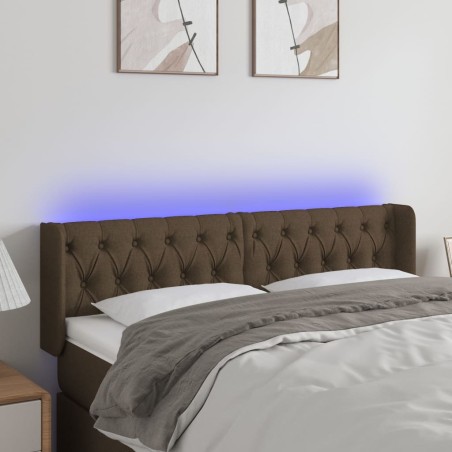 vidaXL Cabecero con LED de tela marrón oscuro 163x16x78/88 cm