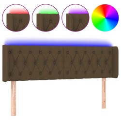 vidaXL Cabecero con LED de tela marrón oscuro 163x16x78/88 cm