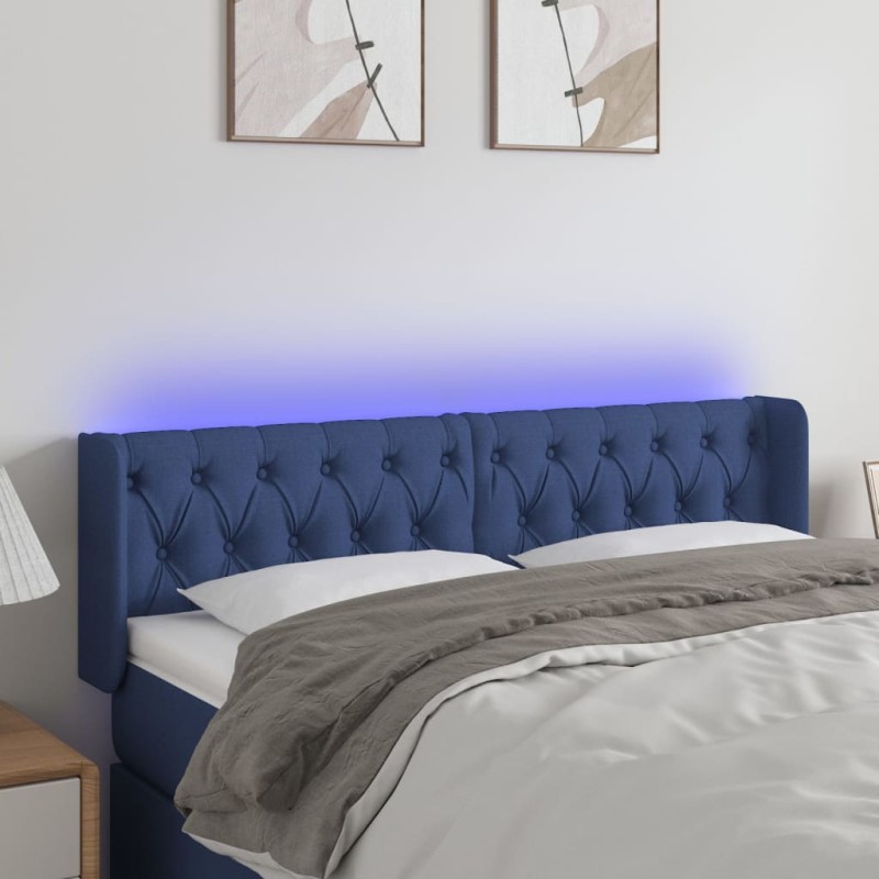 vidaXL Cabecero con LED de tela azul 147x16x78/88 cm vidaXL Cabecero con LED de tela azul 147x16x78/88 cm