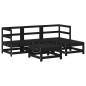 vidaXL Juego de sofás de jardín 5 piezas madera maciza de pino negro