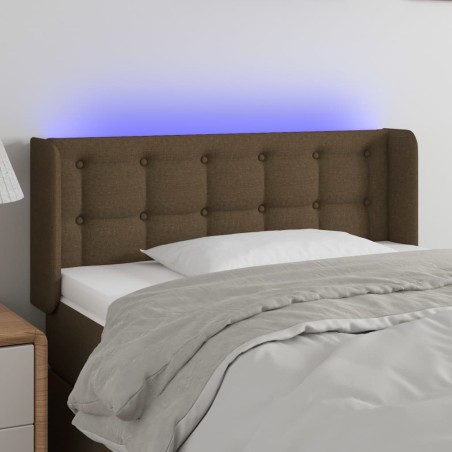 vidaXL Cabecero con LED de tela marrón oscuro 83x16x78/88 cm