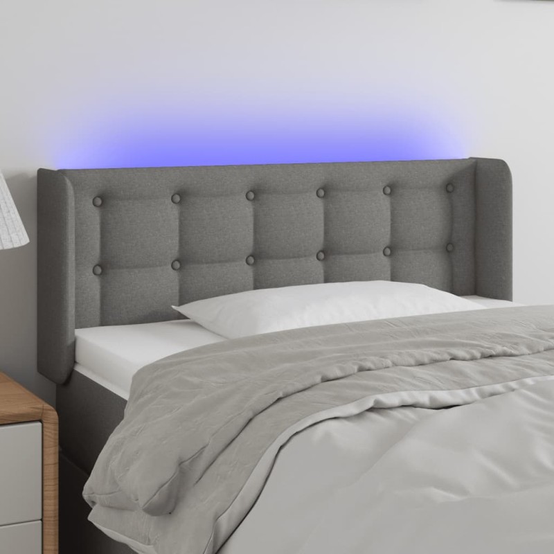 vidaXL Cabecero con luces LED de tela gris oscuro 93x16x78/88 cm vidaXL Cabecero con luces LED de tela gris oscuro 93x16x78/88 cm