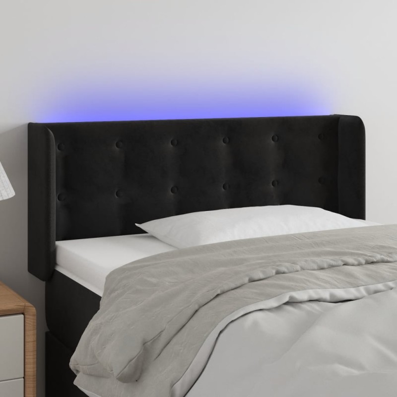 vidaXL Cabecero con LED de terciopelo negro 83x16x78/88 cm vidaXL Cabecero con LED de terciopelo negro 83x16x78/88 cm